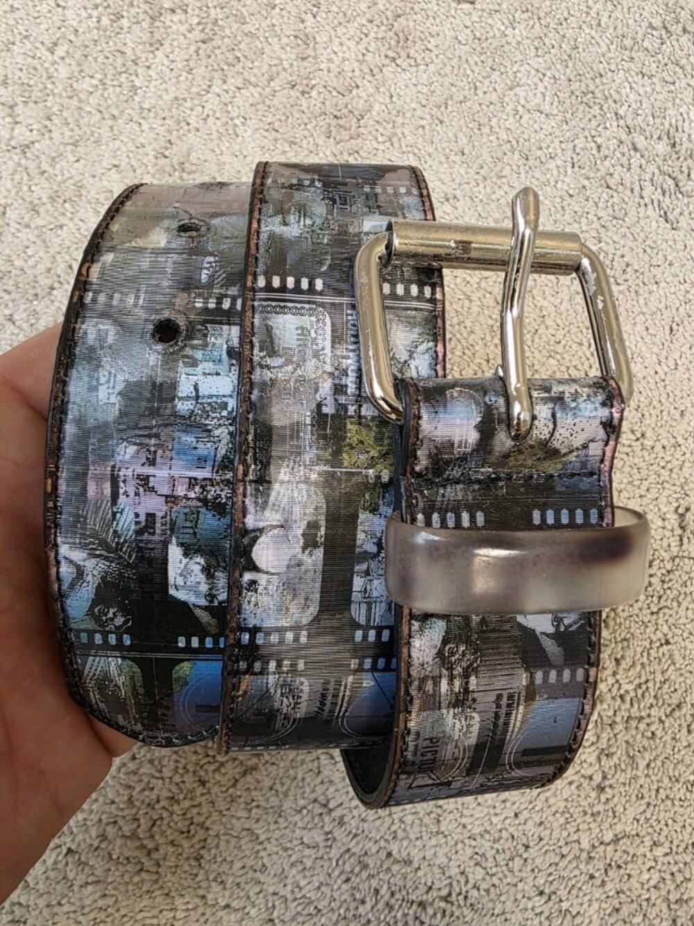 Vintage Y2K Style Lenticular Moving Picture Filmstrip Belt Size M